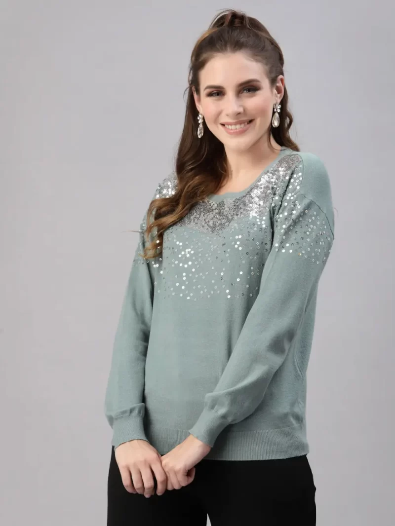 Women Quirky Pullover With Embellished Top