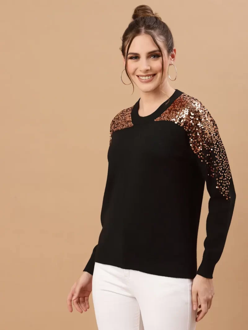 Women Sequins Embellished Pullover Sweater