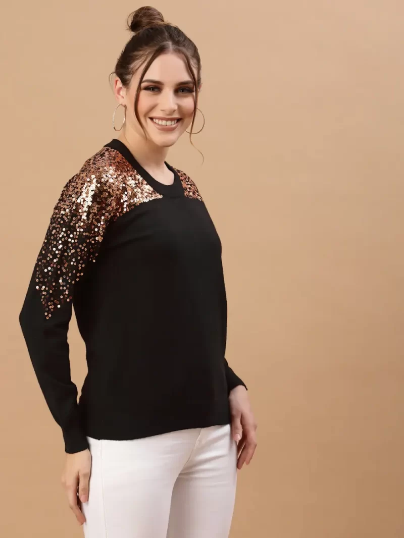 Women Sequins Embellished Pullover Sweater