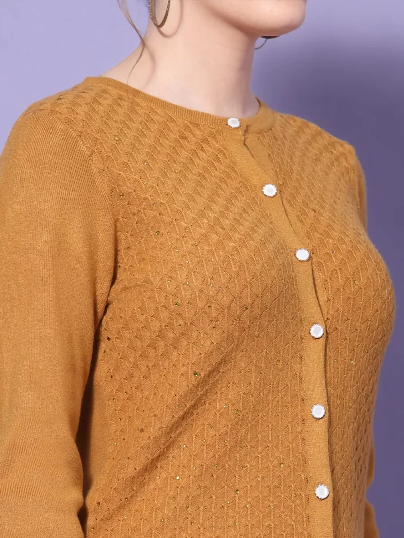 Women Embellished Round Neck Nylon Cardigan