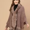Women Brown Animal Poncho