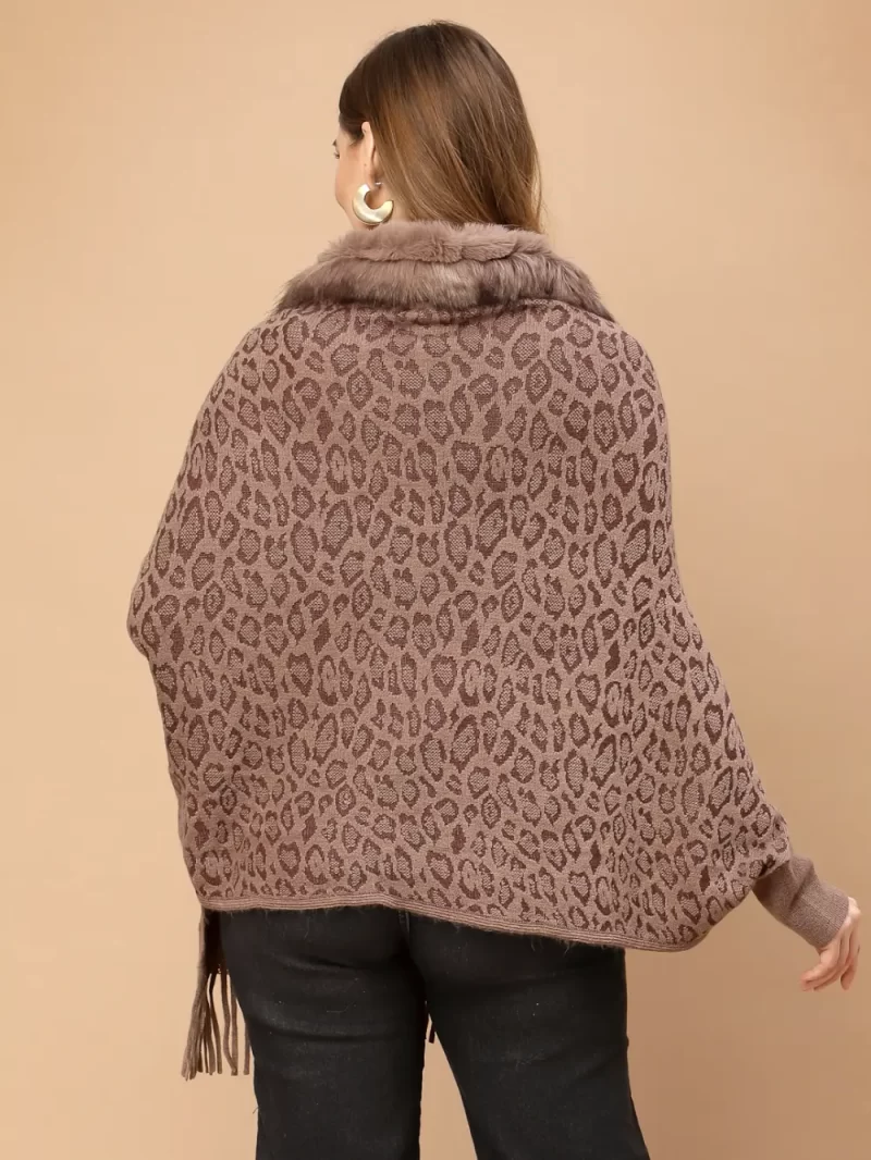 Women Brown Animal Poncho