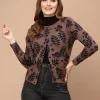 Women Cable Knit Nylon Long Sleeves Cardigan