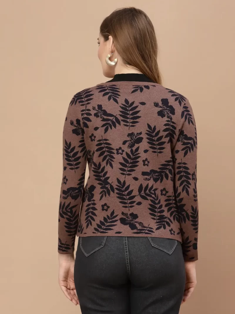 Women Cable Knit Nylon Long Sleeves Cardigan