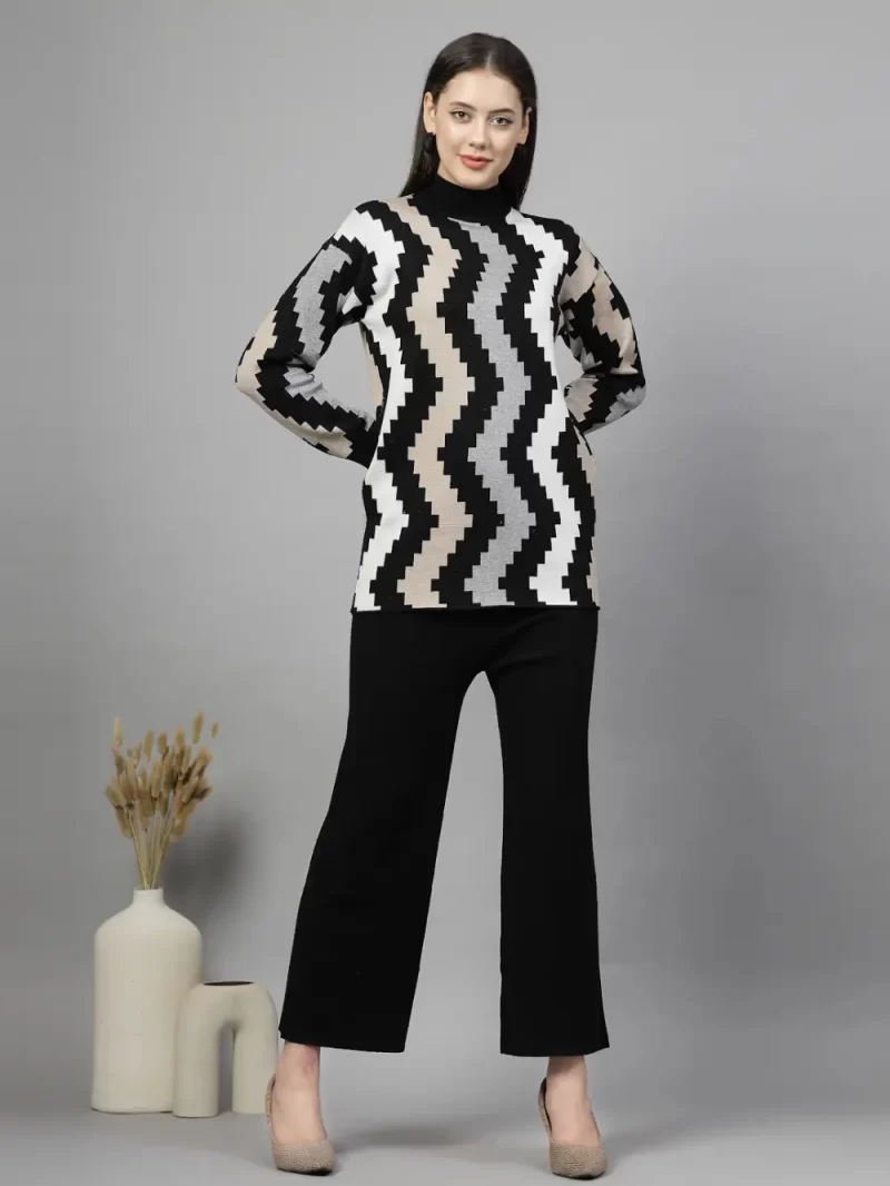 Printed High Neck Sweatshirt With Trouser