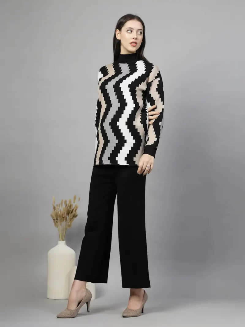 Printed High Neck Sweatshirt With Trouser