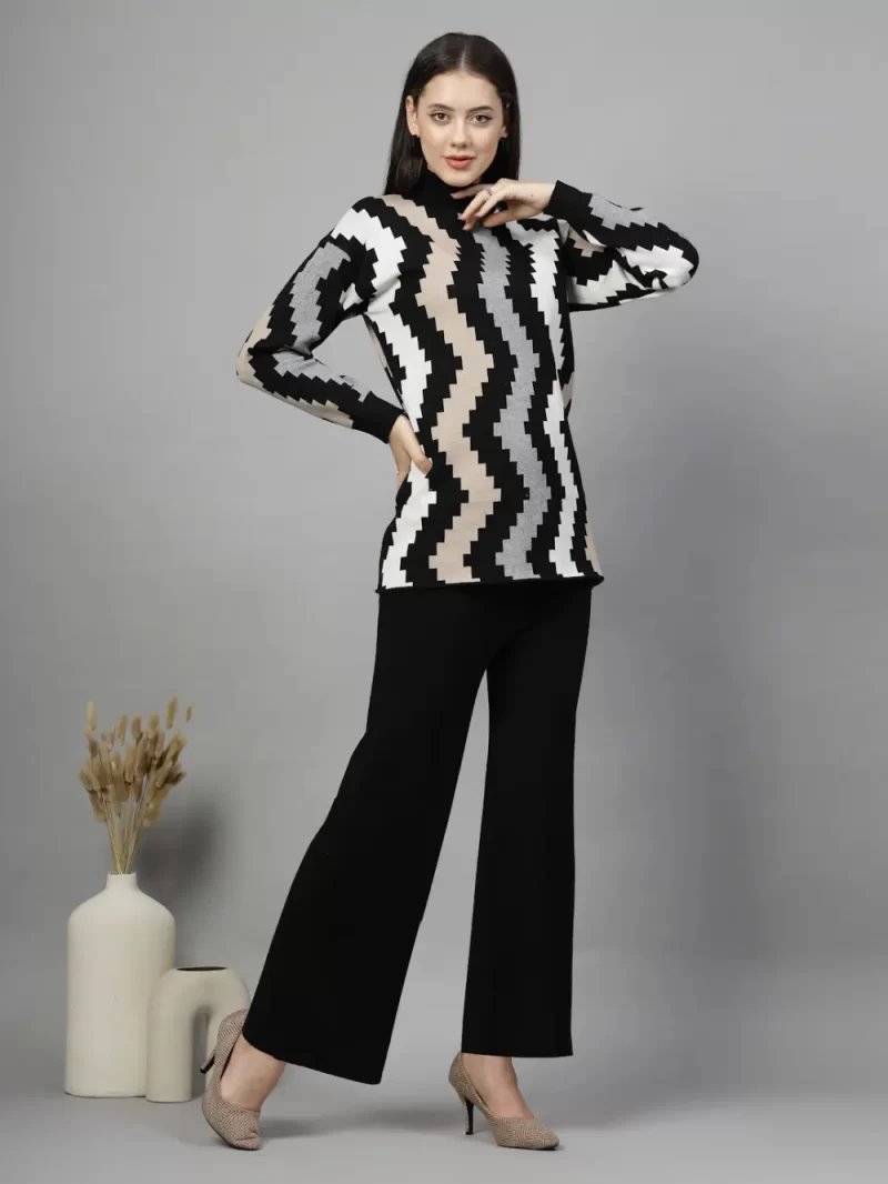 Printed High Neck Sweatshirt With Trouser