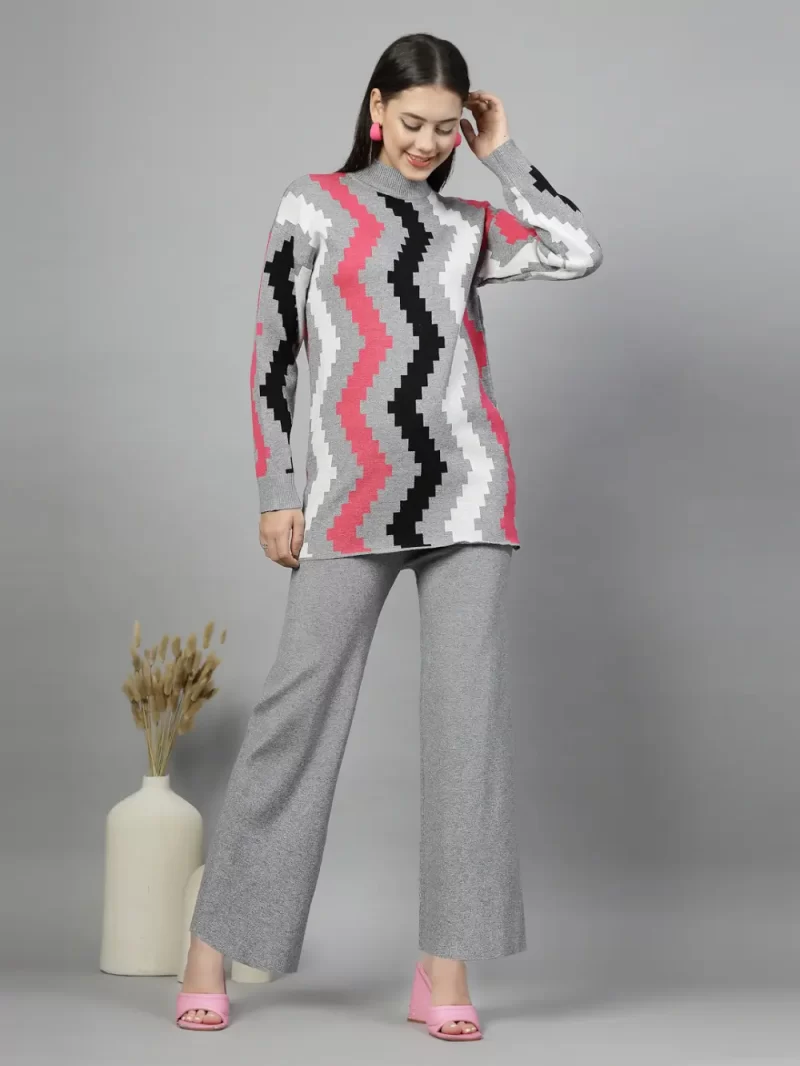 Printed High Neck Sweatshirt With Trouser