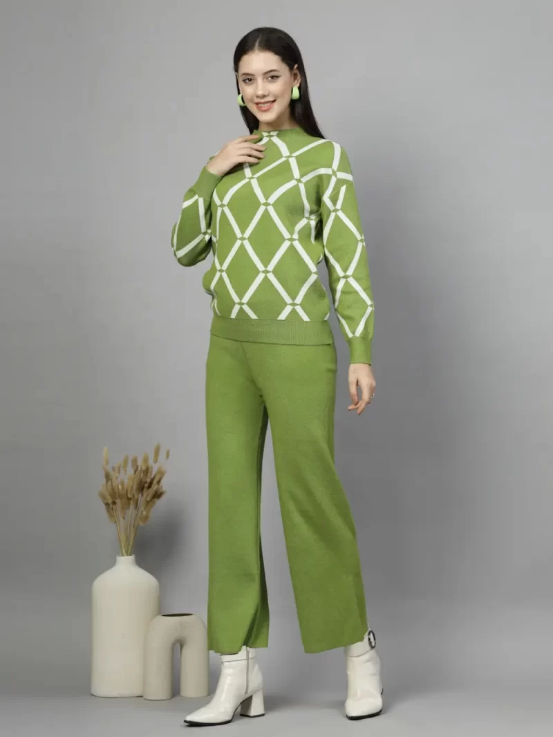 High Neck Long Sleeve Top & Trouser With Shrug