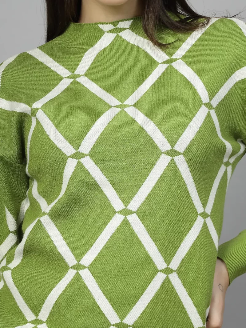 Geometric Printed Mock Neck Long Sleeves Top With Palazzo