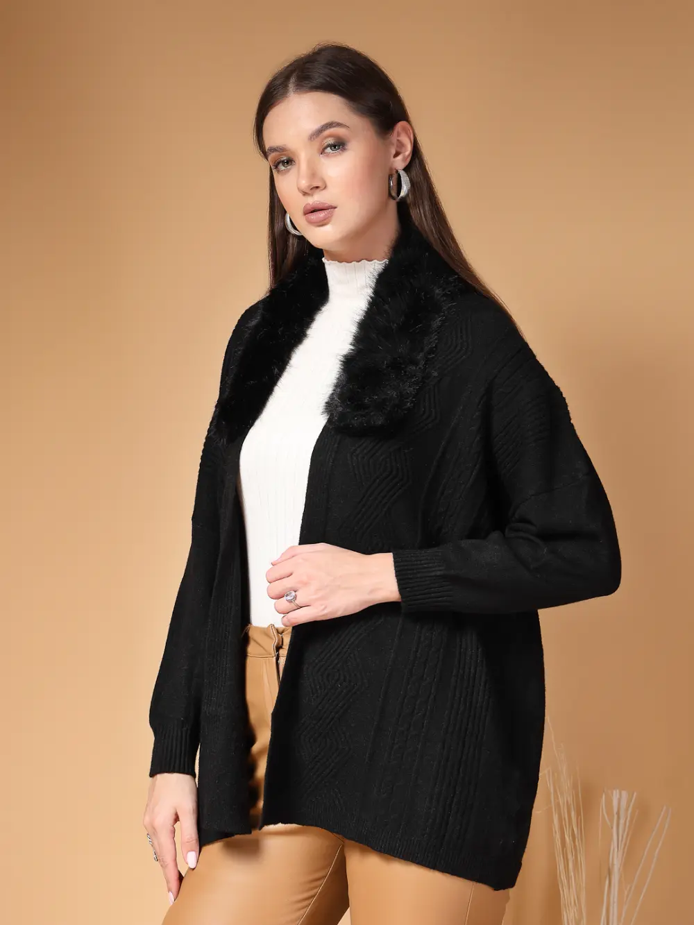 Women Long Sleeved Front Open Shrug