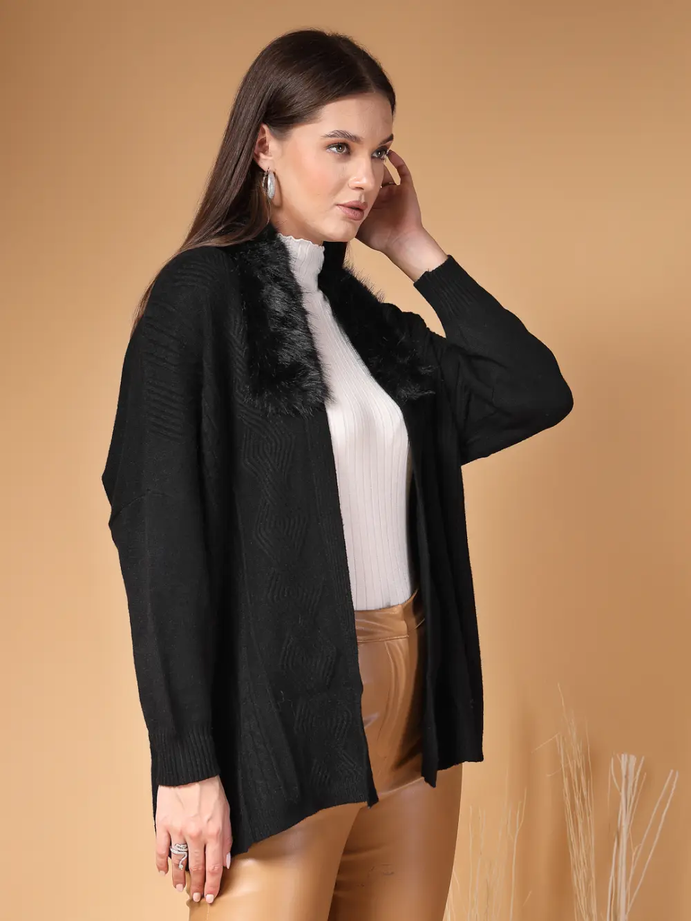 Women Long Sleeved Front Open Shrug