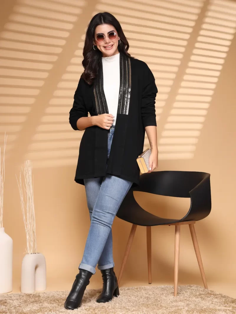 Women Embellished Longline Shrug