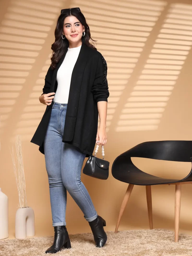 Women Longline Front Open Shrug