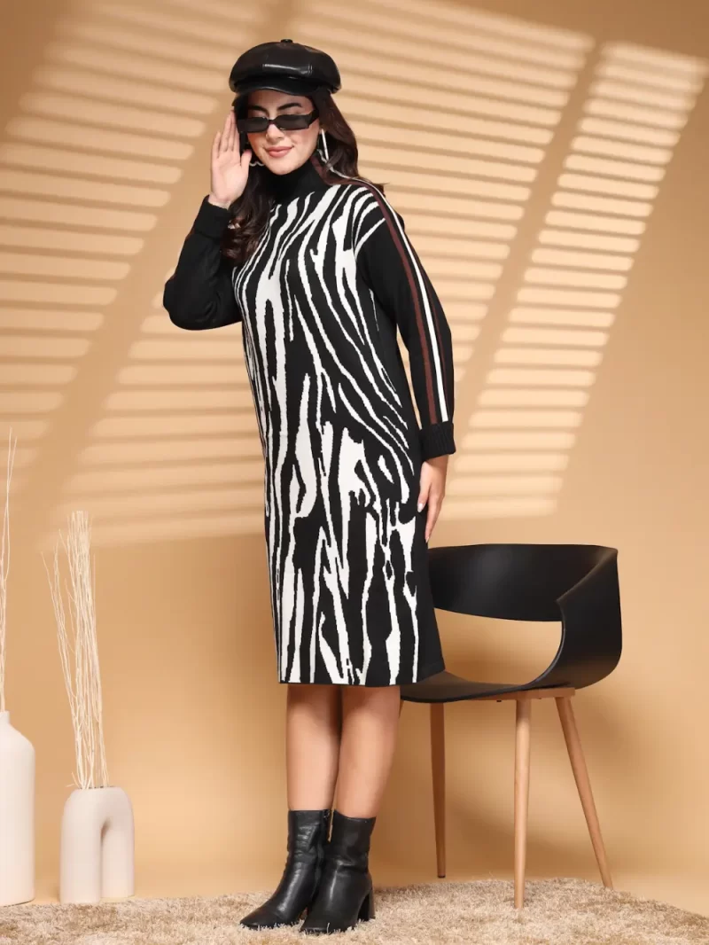 Women Abstract Printed Drop-Waist Dress