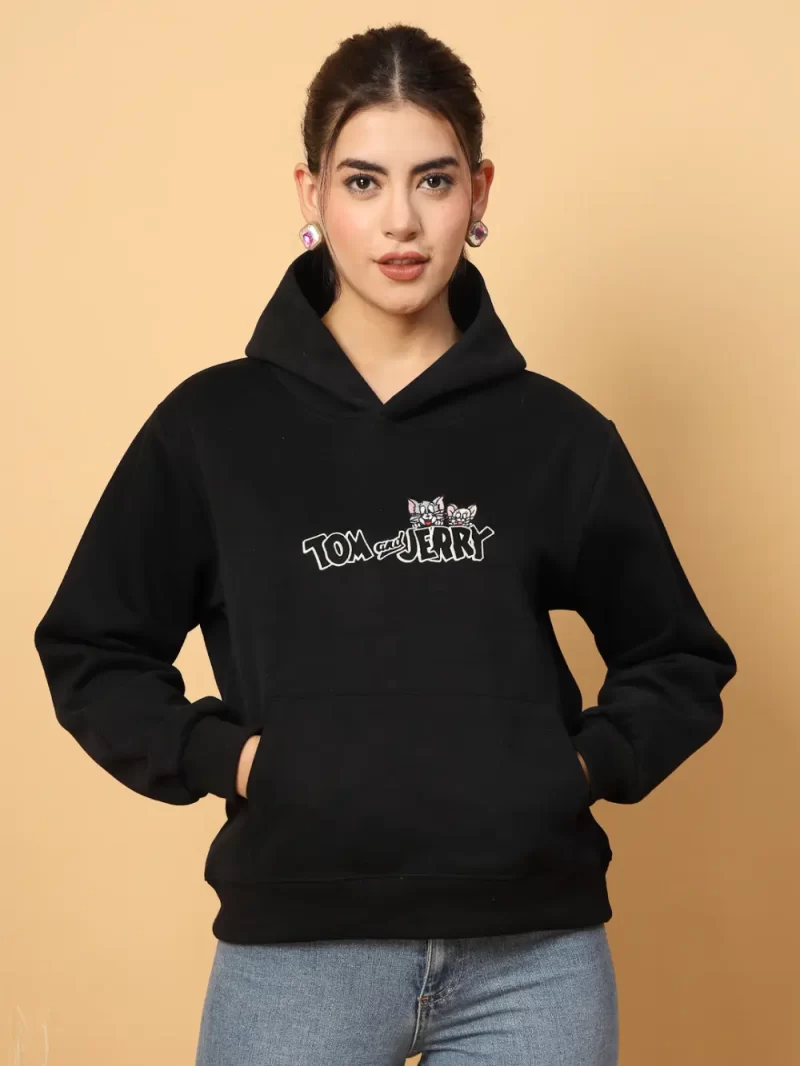 Women Tom & Jerry Printed Hooded Sweatshirt