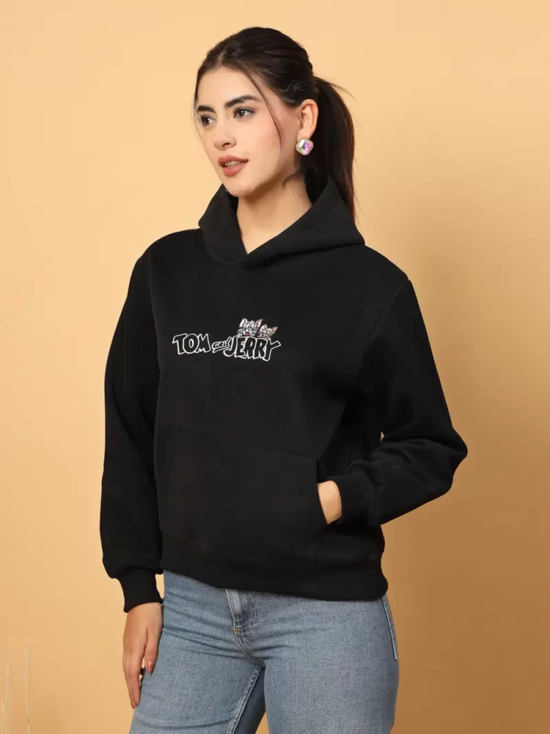Women Tom & Jerry Printed Hooded Sweatshirt