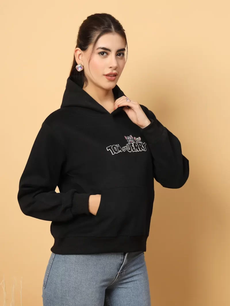 Women Tom & Jerry Printed Hooded Sweatshirt
