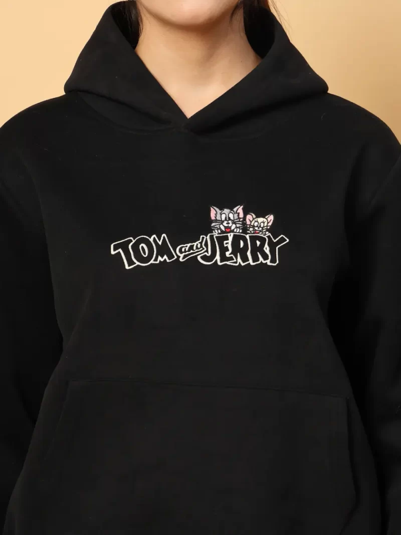 Women Tom & Jerry Printed Hooded Sweatshirt