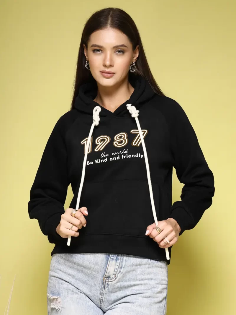 Women Printed Hooded Sweatshirt