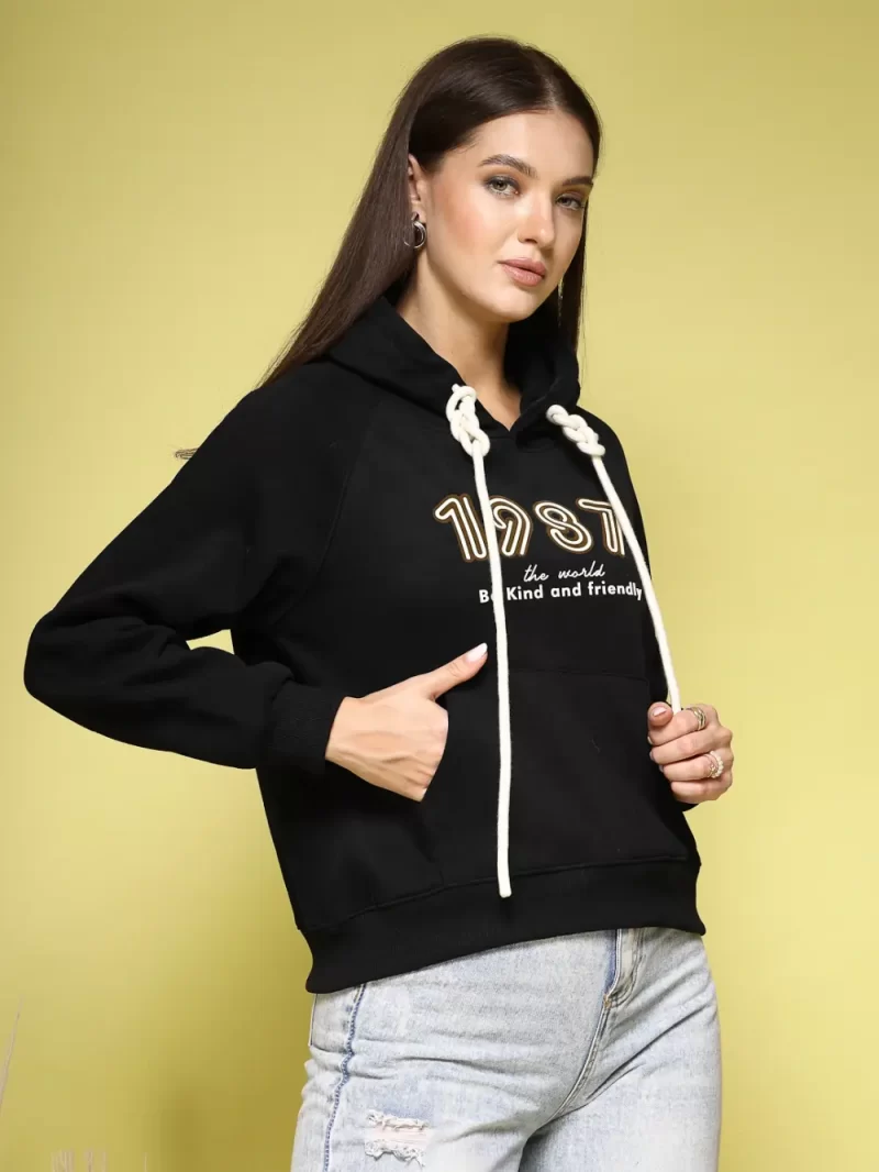 Women Printed Hooded Sweatshirt