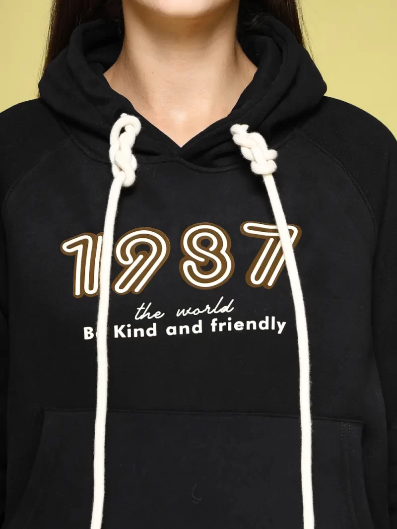 Women Printed Hooded Sweatshirt