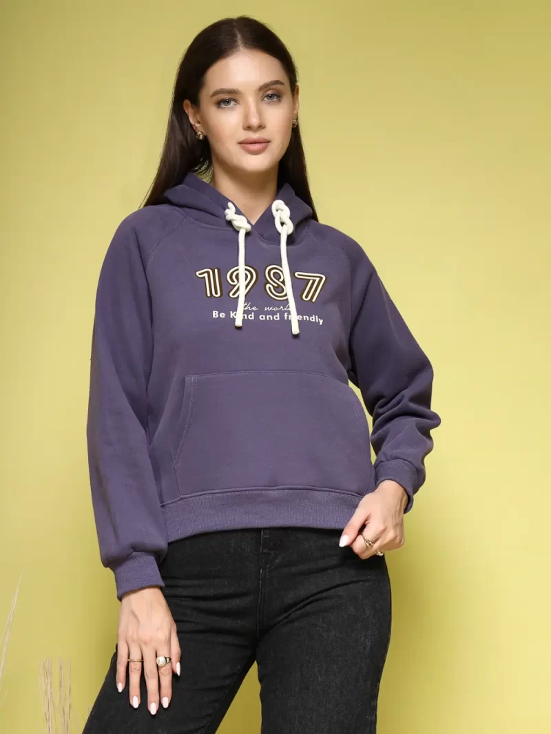 Women Printed Hooded Sweatshirt