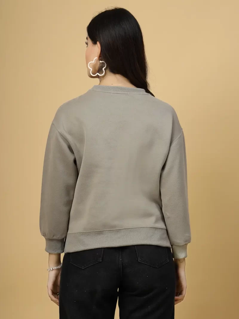 Women Typography Printed Round Neck Pullover Sweatshirt