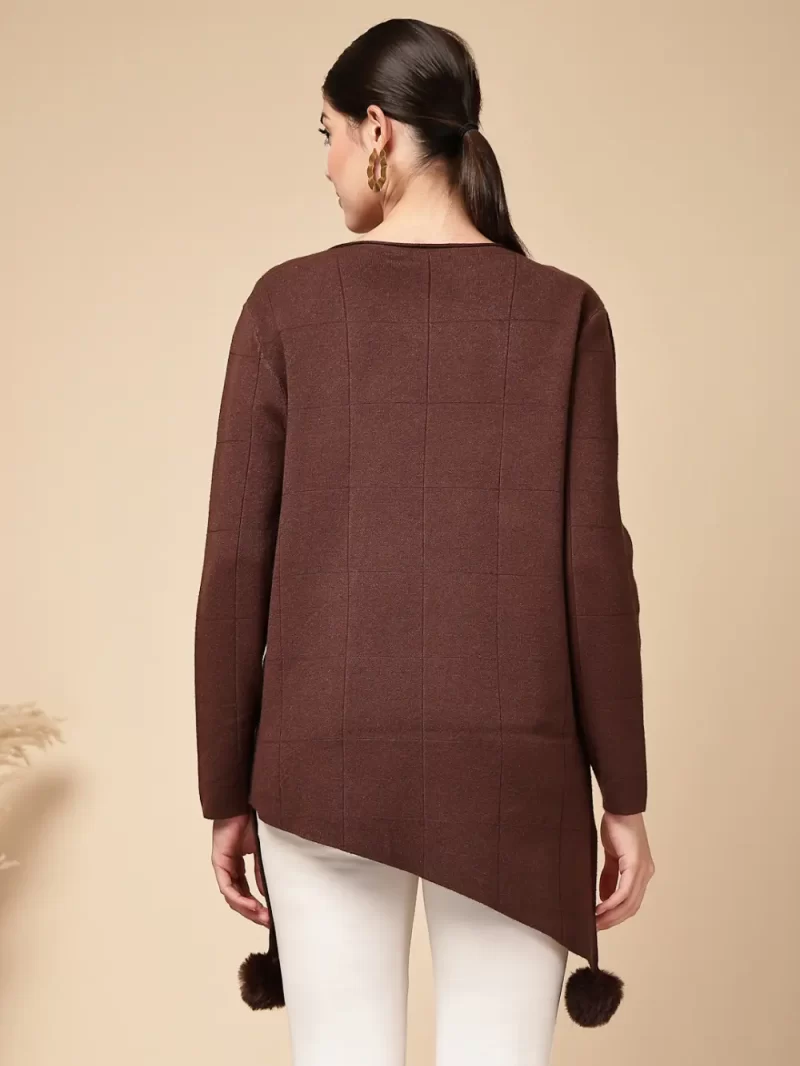 Women Textured Assymetric Hem Knit Top