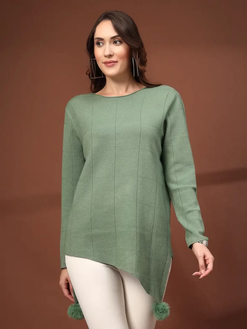Women Textured Assymetric Hem Knit Top