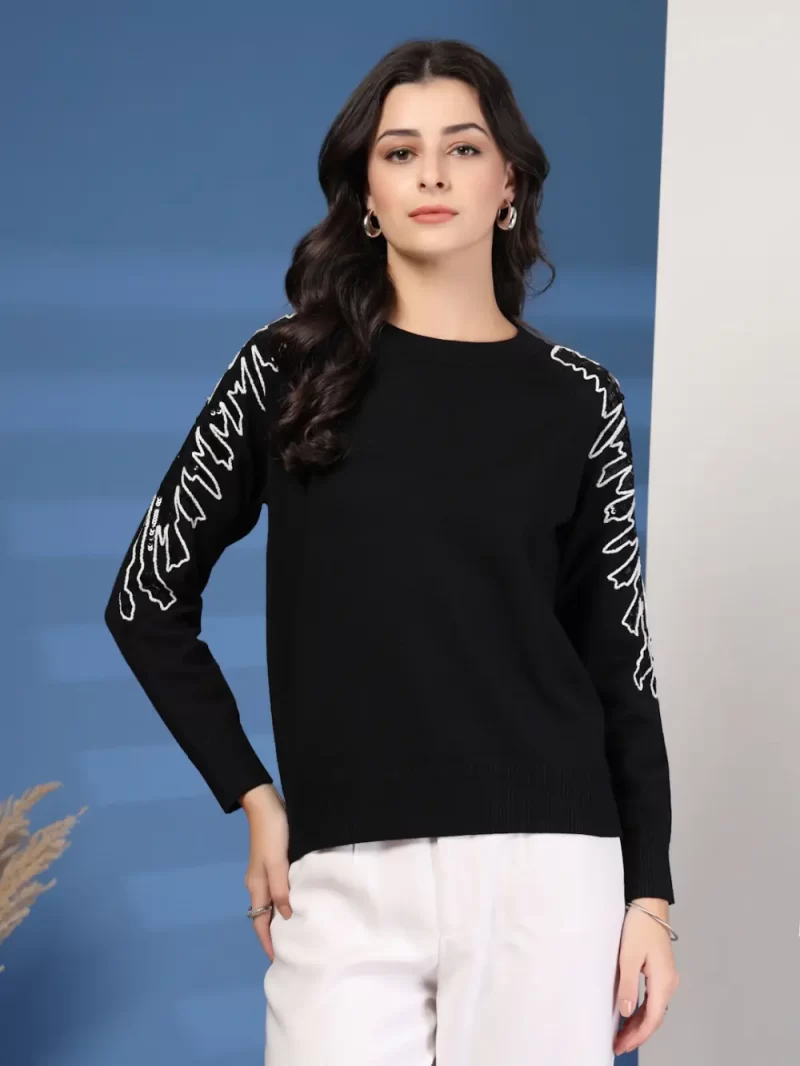 Women Round Neck Embroidered Top