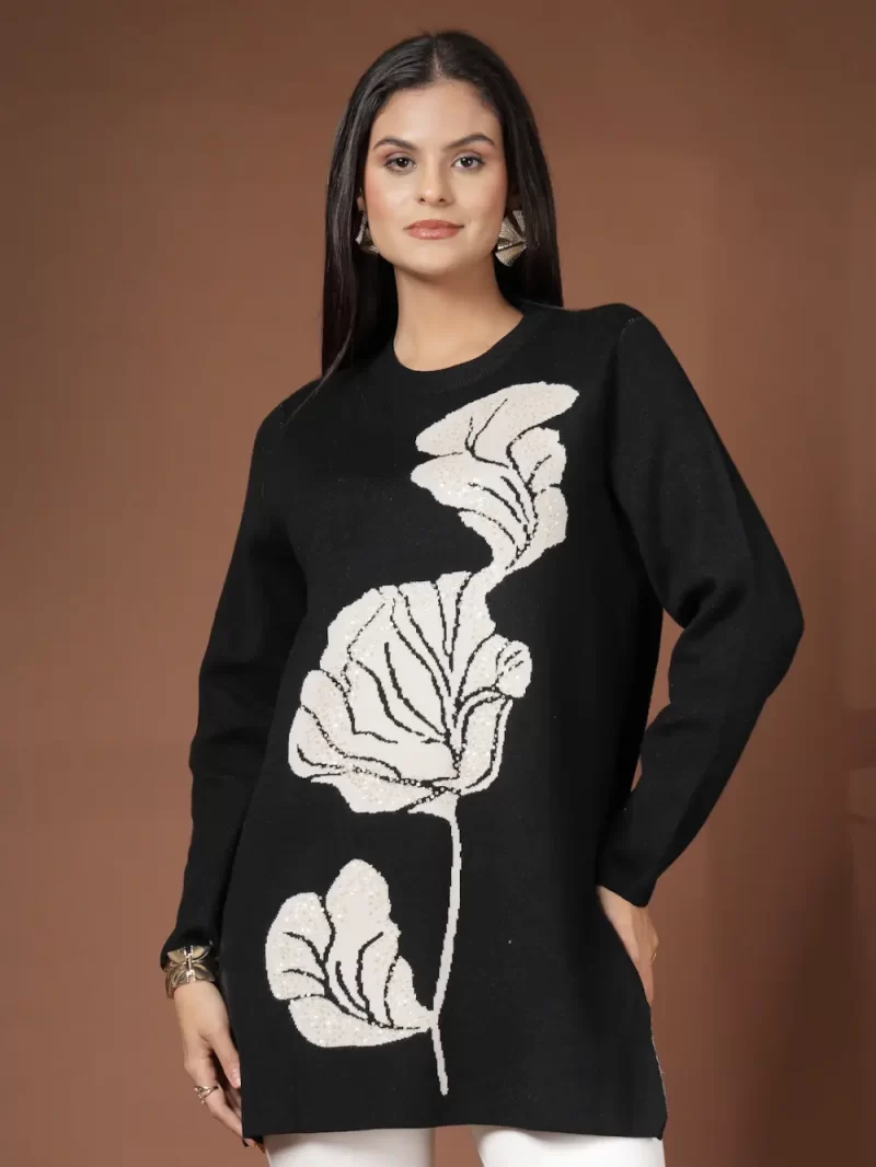 Women Printed Round Neck Long Top