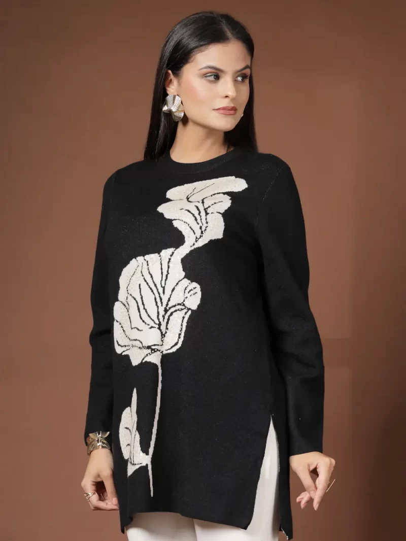 Women Printed Round Neck Long Top