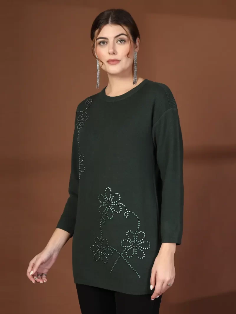 Women Embellished Round Neck Top