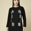 Women Embroidered Round Neck Top