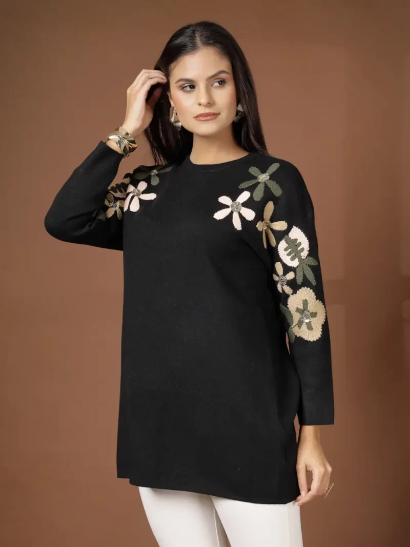 Women Round Neck Embellished Top