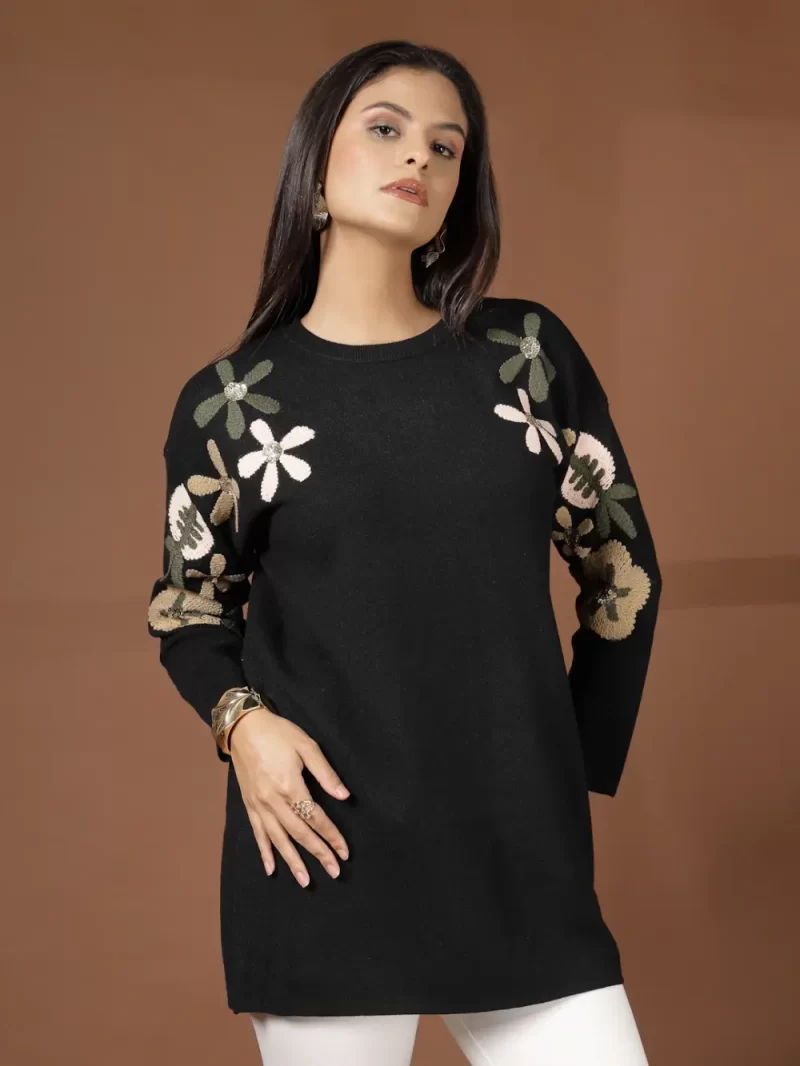 Women Round Neck Embellished Top