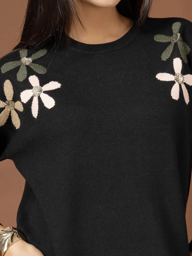Women Round Neck Embellished Top