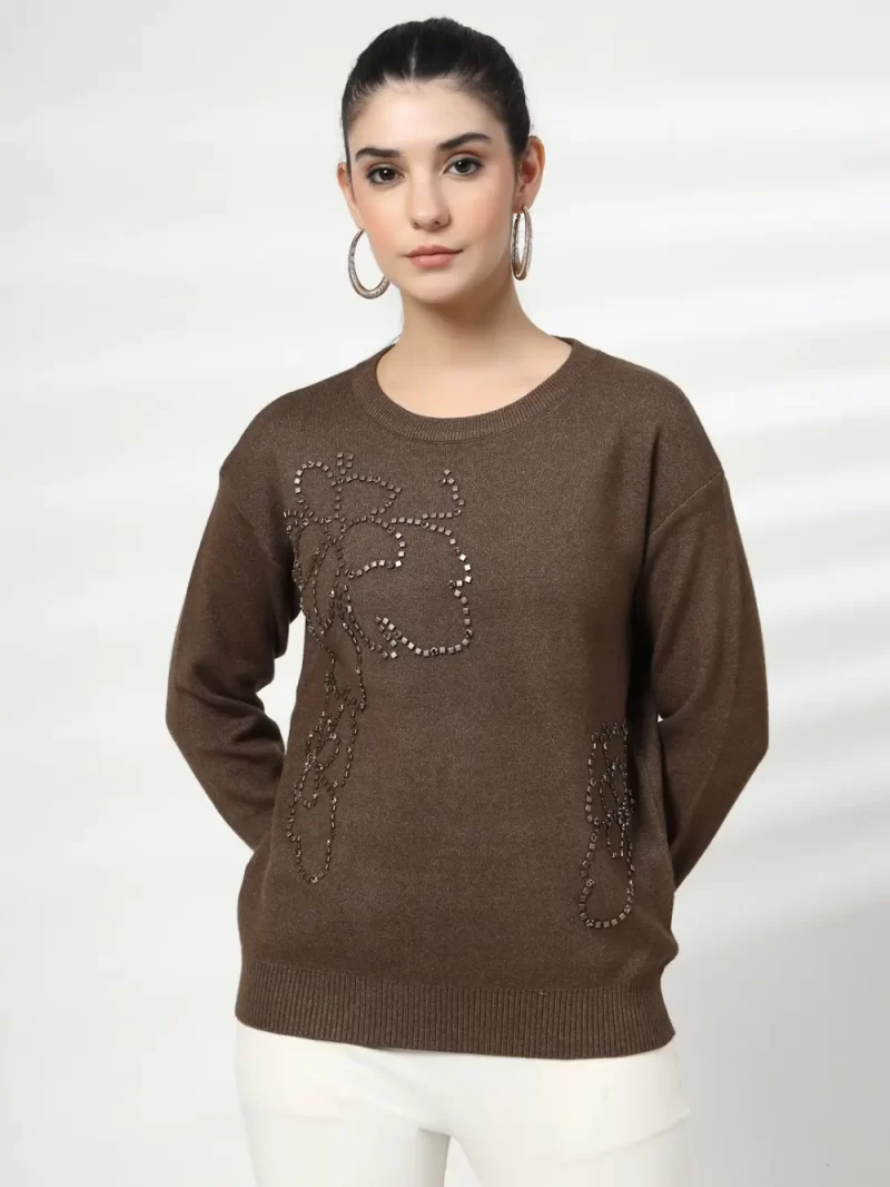 Women Embellished Round Neck Top