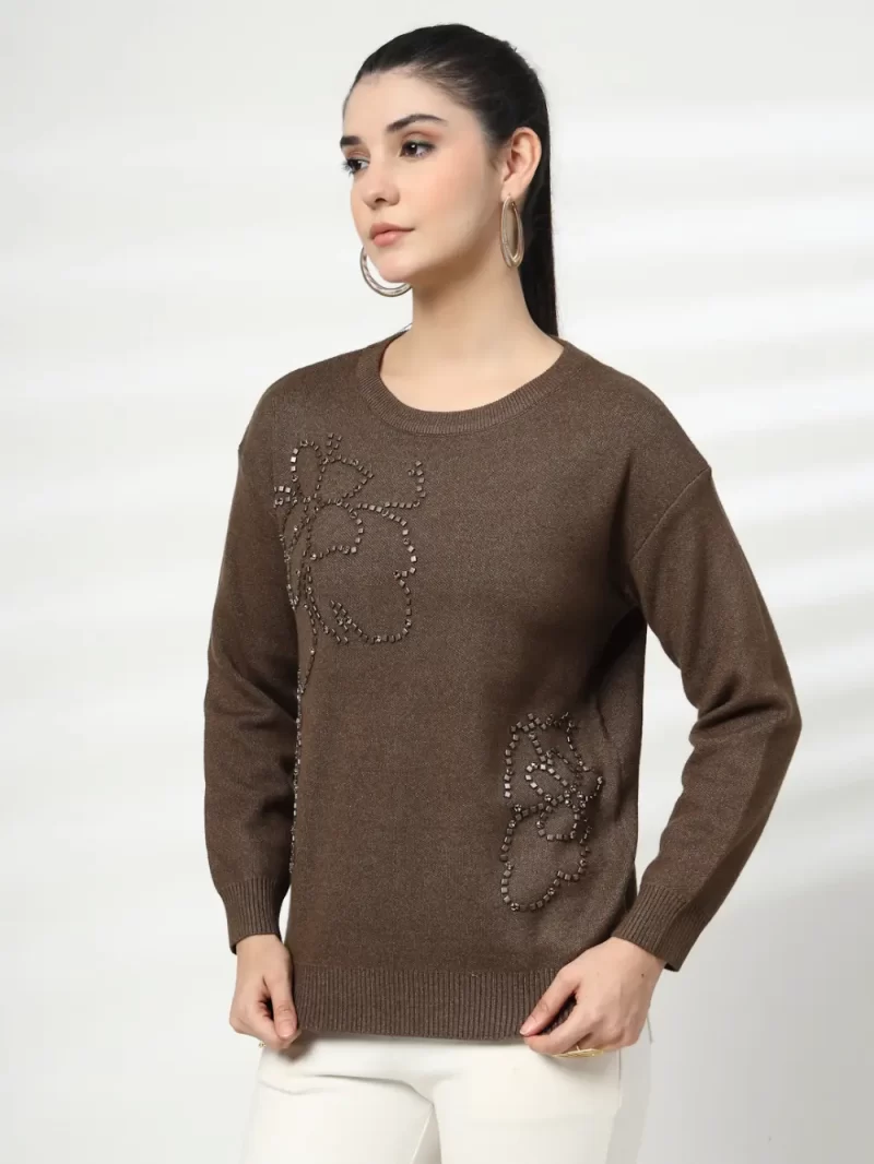 Women Embellished Round Neck Top