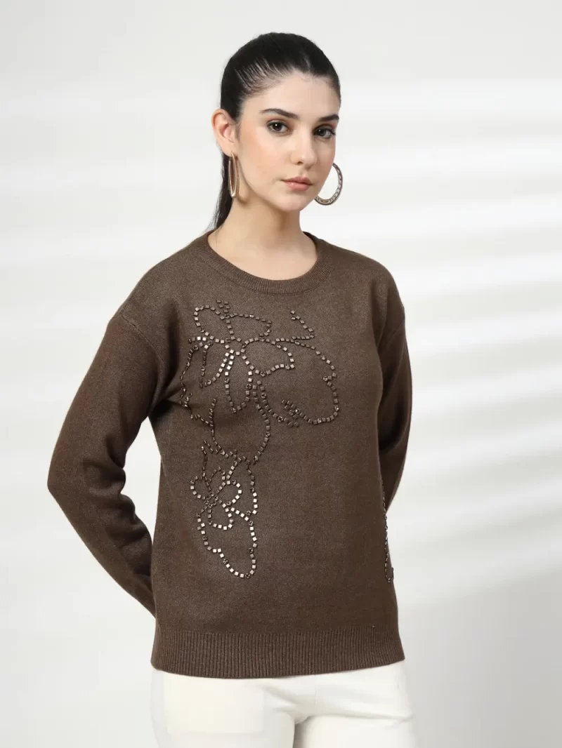 Women Embellished Round Neck Top