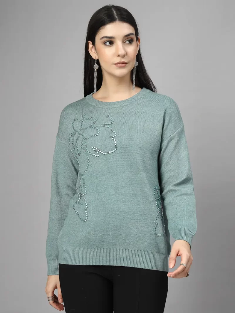 Women Embellished Round Neck Top