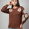 Women Embroidered Round Neck Top