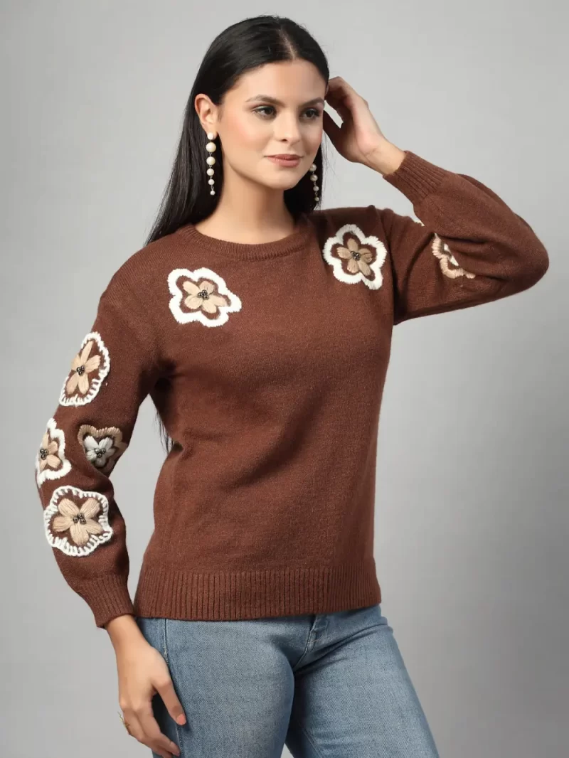 Women Embroidered Round Neck Top