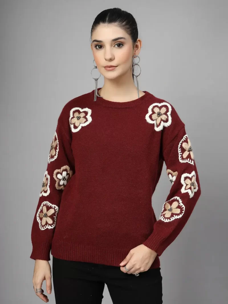 Women Embroidered Round Neck Top