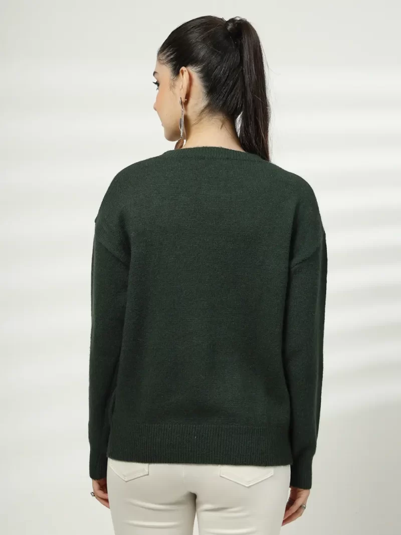 Women Floral Woollen Top With Embroidered