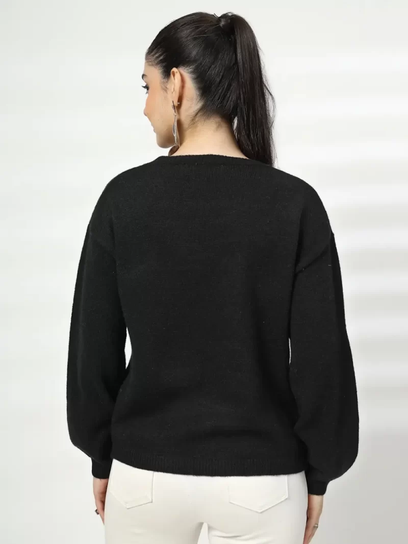 Women Floral Woollen Top With Embroidered