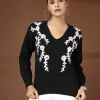 Women V- Neck Embroidered Top