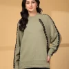 Women Cable Knit Longline Pullover With Embroidered Detail