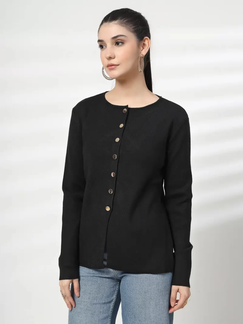 Women Ribbed Pure Cotton Cardigan Top